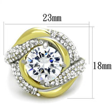 Load image into Gallery viewer, TK1910 - Two-Tone IP Gold (Ion Plating) Stainless Steel Ring with AAA Grade CZ  in Clear