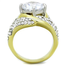 Load image into Gallery viewer, TK1910 - Two-Tone IP Gold (Ion Plating) Stainless Steel Ring with AAA Grade CZ  in Clear