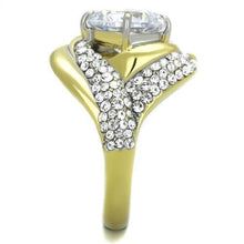 Load image into Gallery viewer, TK1910 - Two-Tone IP Gold (Ion Plating) Stainless Steel Ring with AAA Grade CZ  in Clear