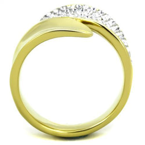 TK1912 - Two-Tone IP Gold (Ion Plating) Stainless Steel Ring with Top Grade Crystal  in Clear