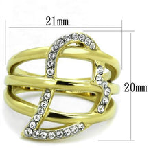 Load image into Gallery viewer, TK1913 - Two-Tone IP Gold (Ion Plating) Stainless Steel Ring with Top Grade Crystal  in Clear