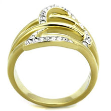 Load image into Gallery viewer, TK1913 - Two-Tone IP Gold (Ion Plating) Stainless Steel Ring with Top Grade Crystal  in Clear