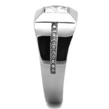 Load image into Gallery viewer, TK1916 - High polished (no plating) Stainless Steel Ring with AAA Grade CZ  in Clear
