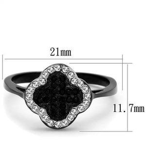 TK1917 - Two-Tone IP Black Stainless Steel Ring with Top Grade Crystal  in Jet