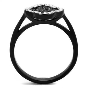 TK1917 - Two-Tone IP Black Stainless Steel Ring with Top Grade Crystal  in Jet