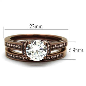 TK1919LC - IP Coffee light Stainless Steel Ring with AAA Grade CZ  in Clear