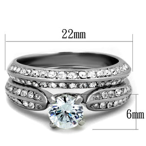 TK1920 - High polished (no plating) Stainless Steel Ring with AAA Grade CZ  in Clear