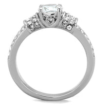 Load image into Gallery viewer, TK1921 - High polished (no plating) Stainless Steel Ring with AAA Grade CZ  in Clear