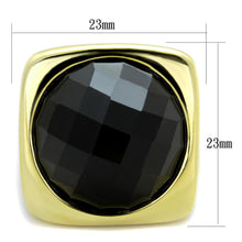 Load image into Gallery viewer, TK1925 - IP Gold(Ion Plating) Stainless Steel Ring with Synthetic Synthetic Stone in Jet