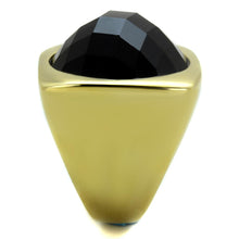 Load image into Gallery viewer, TK1925 - IP Gold(Ion Plating) Stainless Steel Ring with Synthetic Synthetic Stone in Jet