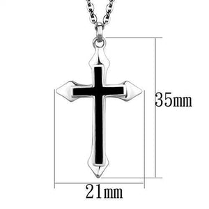 TK1935 - High polished (no plating) Stainless Steel Chain Pendant with Epoxy  in Jet