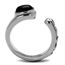 Load image into Gallery viewer, TK1971 - High polished (no plating) Stainless Steel Ring with Synthetic Onyx in Jet