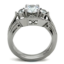 Load image into Gallery viewer, TK1W002 - High polished (no plating) Stainless Steel Ring with AAA Grade CZ  in Clear