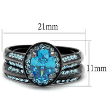 Load image into Gallery viewer, TK1W163LJ - IP Light Black  (IP Gun) Stainless Steel Ring with AAA Grade CZ  in Sea Blue