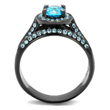Load image into Gallery viewer, TK1W163LJ - IP Light Black  (IP Gun) Stainless Steel Ring with AAA Grade CZ  in Sea Blue