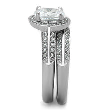 Load image into Gallery viewer, TK1W163 - High polished (no plating) Stainless Steel Ring with AAA Grade CZ  in Clear