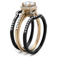 Load image into Gallery viewer, TK2020 - IP Rose Gold+ IP Black (Ion Plating) Stainless Steel Ring with AAA Grade CZ  in Clear