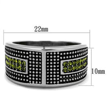 Load image into Gallery viewer, TK2022 - High polished (no plating) Stainless Steel Ring with Top Grade Crystal  in Olivine color