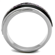 Load image into Gallery viewer, TK2023 - High polished (no plating) Stainless Steel Ring with Top Grade Crystal  in Amethyst