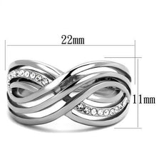 Load image into Gallery viewer, TK2025 - High polished (no plating) Stainless Steel Ring with Top Grade Crystal  in Clear