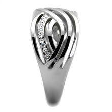 Load image into Gallery viewer, TK2025 - High polished (no plating) Stainless Steel Ring with Top Grade Crystal  in Clear