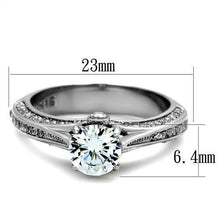 Load image into Gallery viewer, TK2026 - High polished (no plating) Stainless Steel Ring with AAA Grade CZ  in Clear