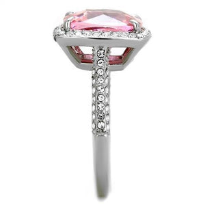 TK2027 - High polished (no plating) Stainless Steel Ring with AAA Grade CZ  in Rose