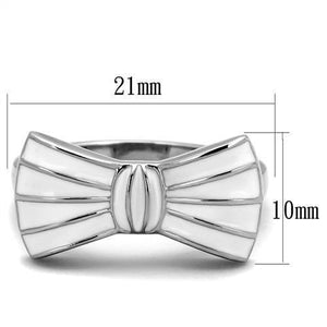 TK2028 - High polished (no plating) Stainless Steel Ring with Epoxy  in White
