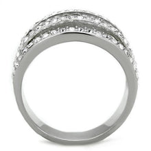 Load image into Gallery viewer, TK2029 - High polished (no plating) Stainless Steel Ring with Top Grade Crystal  in Clear