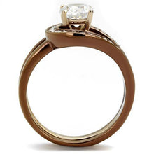 Load image into Gallery viewer, TK2032LC - IP Rose Gold &amp; IP light Coffee Stainless Steel Ring with AAA Grade CZ  in Clear
