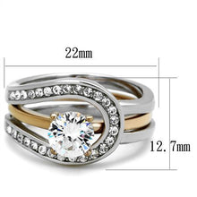 Load image into Gallery viewer, TK2032 - Two-Tone IP Rose Gold Stainless Steel Ring with AAA Grade CZ  in Clear