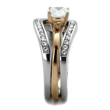 Load image into Gallery viewer, TK2032 - Two-Tone IP Rose Gold Stainless Steel Ring with AAA Grade CZ  in Clear