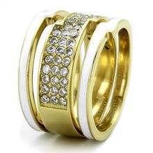 Load image into Gallery viewer, TK2035 - IP Gold(Ion Plating) Stainless Steel Ring with AAA Grade CZ  in Clear