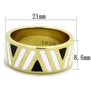 TK2037 - IP Gold(Ion Plating) Stainless Steel Ring with Epoxy  in Multi Color