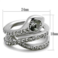 Load image into Gallery viewer, TK2038 - High polished (no plating) Stainless Steel Ring with Top Grade Crystal  in Black Diamond