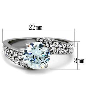 TK2040 - High polished (no plating) Stainless Steel Ring with AAA Grade CZ  in Clear