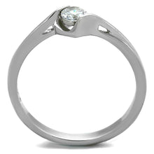 Load image into Gallery viewer, TK2042 - High polished (no plating) Stainless Steel Ring with AAA Grade CZ  in Clear