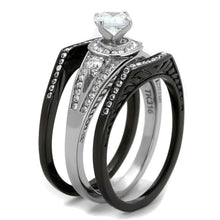 Load image into Gallery viewer, TK2044 - Two-Tone IP Black Stainless Steel Ring with AAA Grade CZ  in Clear