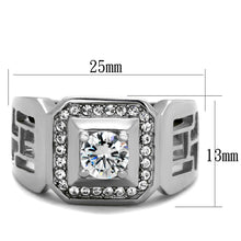 Load image into Gallery viewer, TK2046 - High polished (no plating) Stainless Steel Ring with AAA Grade CZ  in Clear