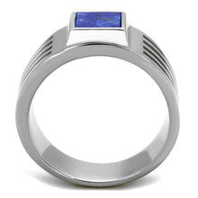 Load image into Gallery viewer, TK2047 - High polished (no plating) Stainless Steel Ring with Precious Stone Lapis in Montana