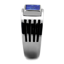 Load image into Gallery viewer, TK2047 - High polished (no plating) Stainless Steel Ring with Precious Stone Lapis in Montana