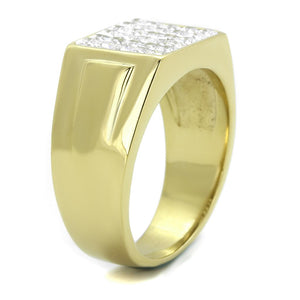 TK2048 - IP Gold(Ion Plating) Stainless Steel Ring with AAA Grade CZ  in Clear