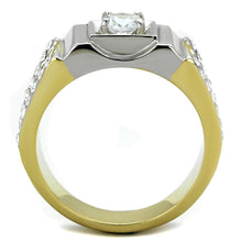 Load image into Gallery viewer, TK2049 - Two-Tone IP Gold (Ion Plating) Stainless Steel Ring with AAA Grade CZ  in Clear