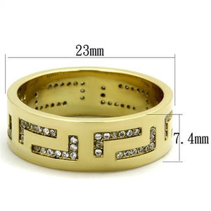 TK2051 - IP Gold(Ion Plating) Stainless Steel Ring with AAA Grade CZ  in Clear