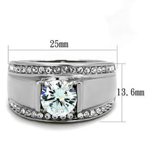 Load image into Gallery viewer, TK2054 - High polished (no plating) Stainless Steel Ring with AAA Grade CZ  in Clear