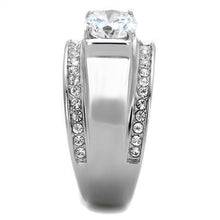 Load image into Gallery viewer, TK2054 - High polished (no plating) Stainless Steel Ring with AAA Grade CZ  in Clear