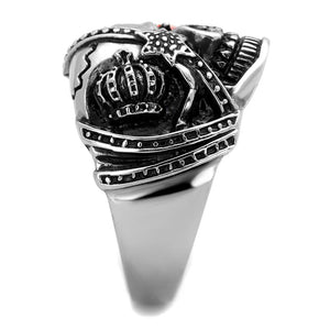 TK2061 - High polished (no plating) Stainless Steel Ring with Top Grade Crystal  in Orange