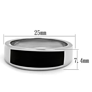 TK2062 - High polished (no plating) Stainless Steel Ring with Epoxy  in Jet