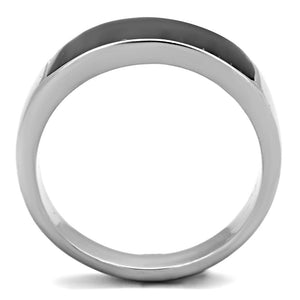 TK2062 - High polished (no plating) Stainless Steel Ring with Epoxy  in Jet