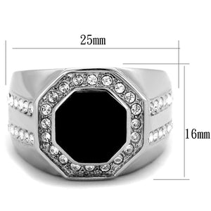 TK2066 - High polished (no plating) Stainless Steel Ring with Top Grade Crystal  in Clear